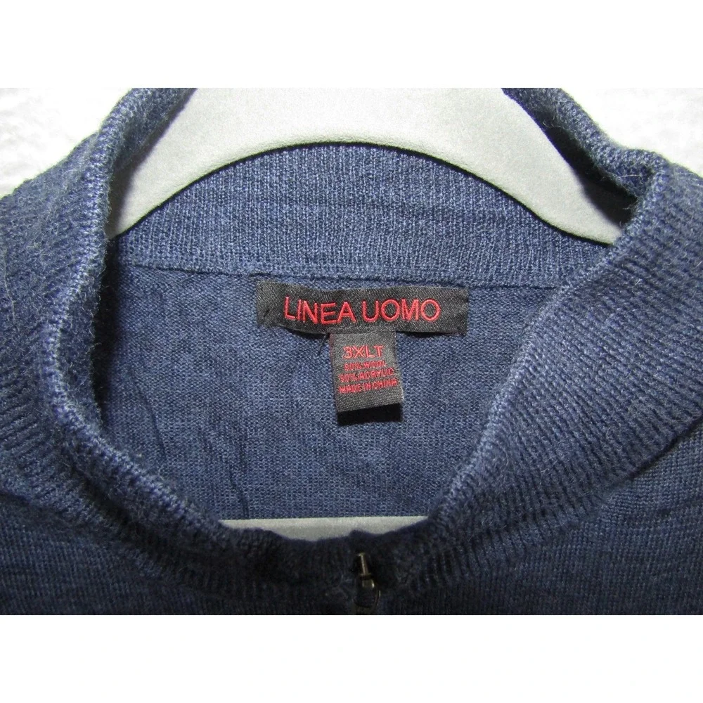 Linea Uomo Men's Blue 3XLT Quarter Zip Long Sleeve Sweater Fisherman Coastal